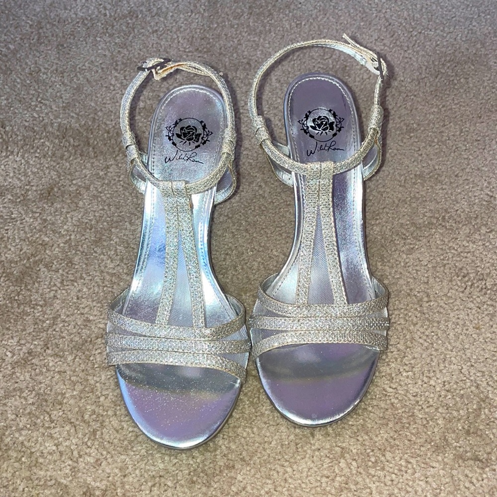 Wild Rose Silver Glitter Heels